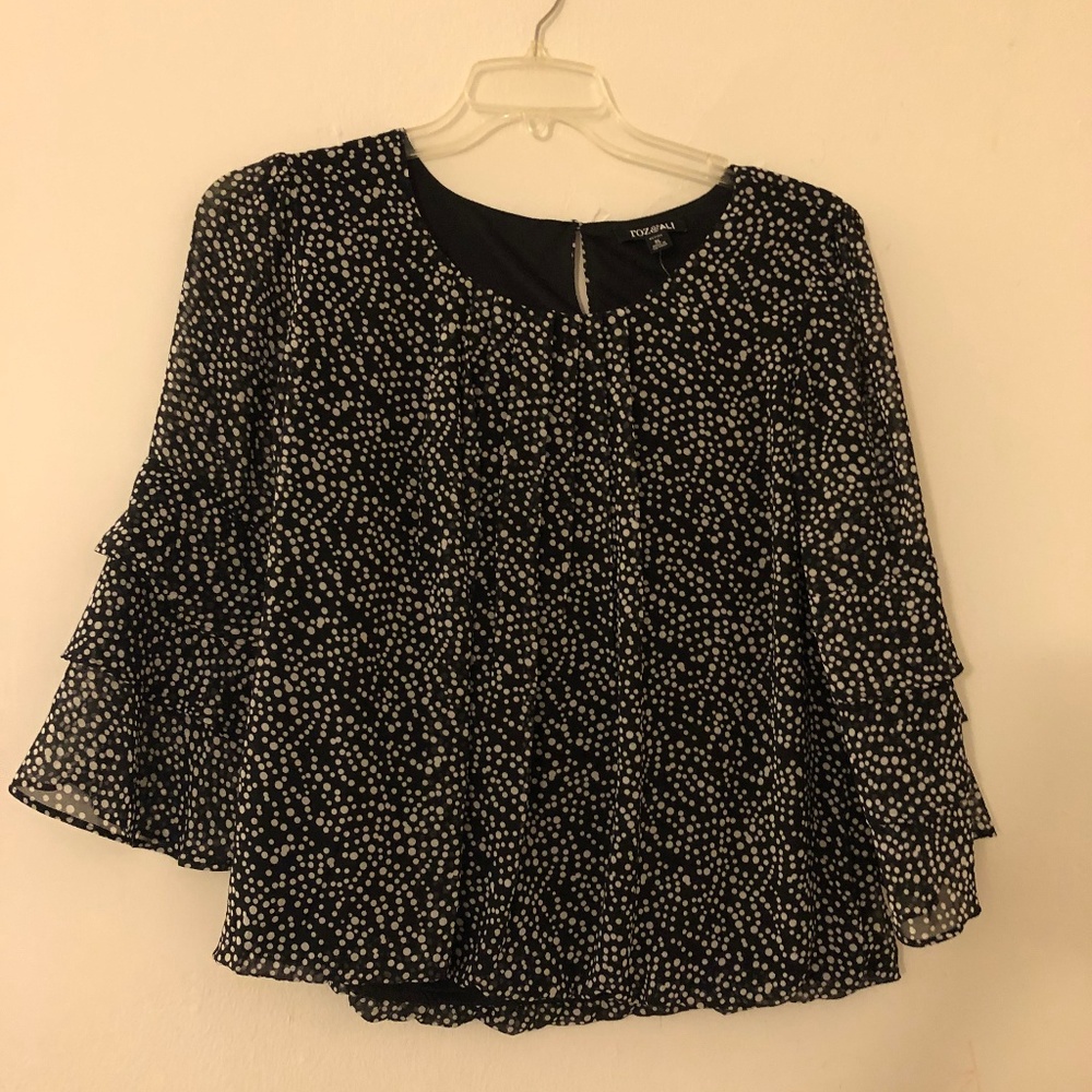 Roz&Ali Polkadot Bouse Sz Petite XL